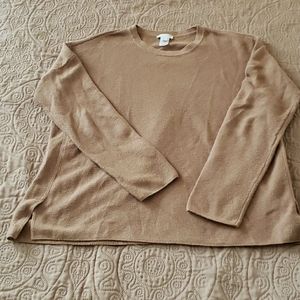 J. Jill Cable Knit Tan Crewneck Sweater